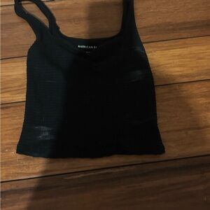 American Eagle Outfitters Black Ribbed Cropped Tank
